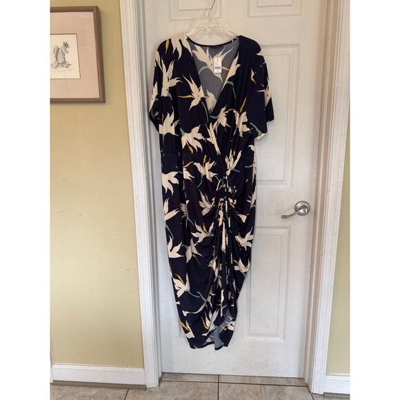 Lane Bryant Navy Blue Floral Print V-Neck Maxi Dress 22/24 NWT - Picture 2 of 6